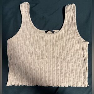 Beige Ribbed Knit Tank Top